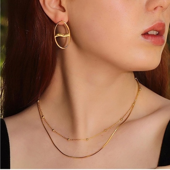 GOLD 14k Gold Plated 2pc Beaded Necklace Set - Picture 2 of 2